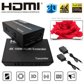 HDMI 4K hdmi extender 100m ใช้ สาย lan cat 5e-6