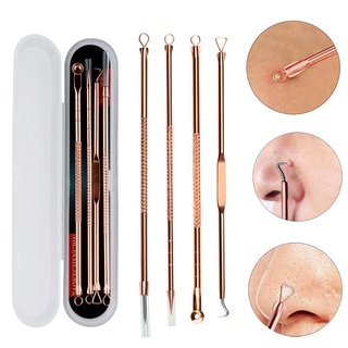 4pcs Stainless Steel Acne Removal Needles Pimple Blackhead Remover Tools Spoon Face Skin Care Tools Needles Facial Pore Cleaner