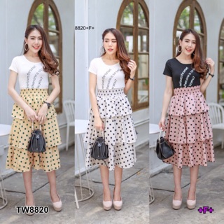 Dress ลายจุดกระโปรง (8820)