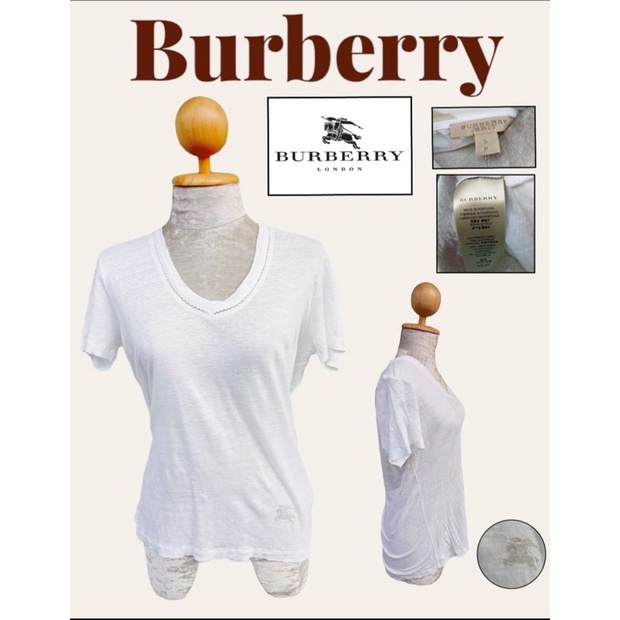เสื้อBurberry คอวี / Made in Portugal/ Size S (มือสอง) Shopee Thailand