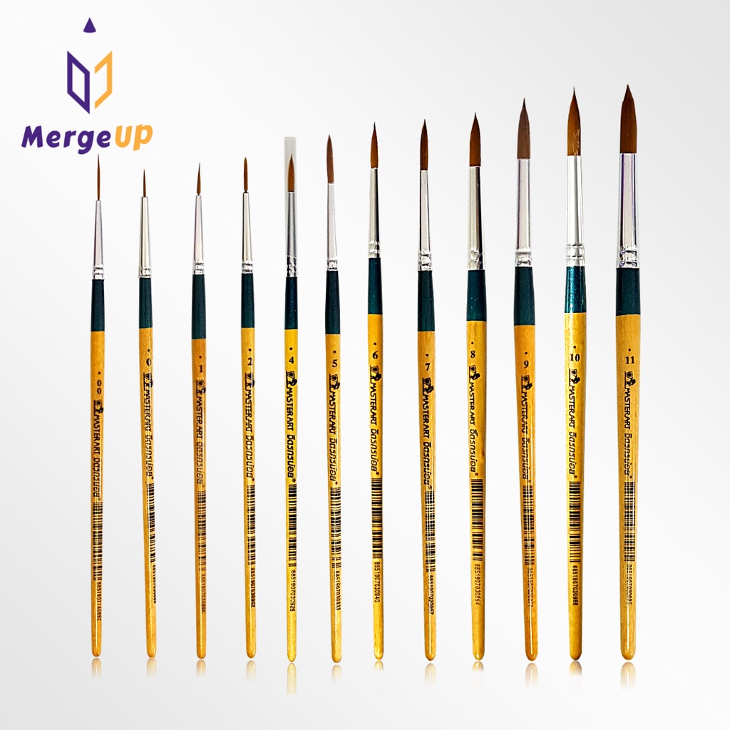 พู่กันจิตรกรน้อย ชนิดกลม MASTERART เบอร์ 00, 1, 2, 4, 5, 6, 7, 8, 9, 10, 11, 12 ภู่กัน