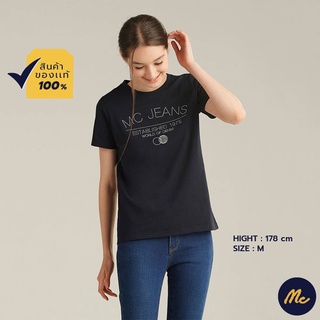 ❈☆❈Mc Jeans เสื้อยืดแขนสั้นผู้หญิง เสื้อยืด คอกลม แขนสั้น สีกรมท่า ผ้านุ่ม ใส่สบาย MTSZ913