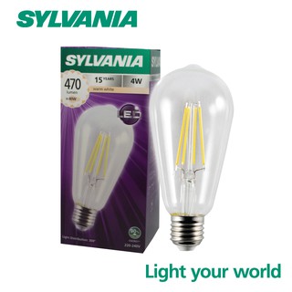 SYLVANIA หลอดไฟวินเทจ Filament ฟิลาเมนต์ ทรงเอดิสัน รุ่น ToLEDo FIRA ST64 4W E27 แสงวอร์มไวท์ แสงสีโทนเหลือง