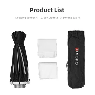 Triopo 55cm/65cm/90cm Portabe Bowens Mount Octagon Umbrella Softbox Outdoor Soft Box + Honeycomb Grid + 2m Light Stand for Studio Strobe