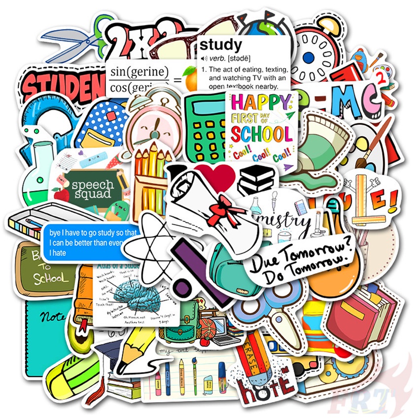❉ กลับสู่โรงเรียน . สติ๊กเกอร์ Happy Study Series 01 ❉ 50 ชิ้น/เซ็ตกันน้ํา DIY Fashion Decals สติ๊กเกอร์ Doodle