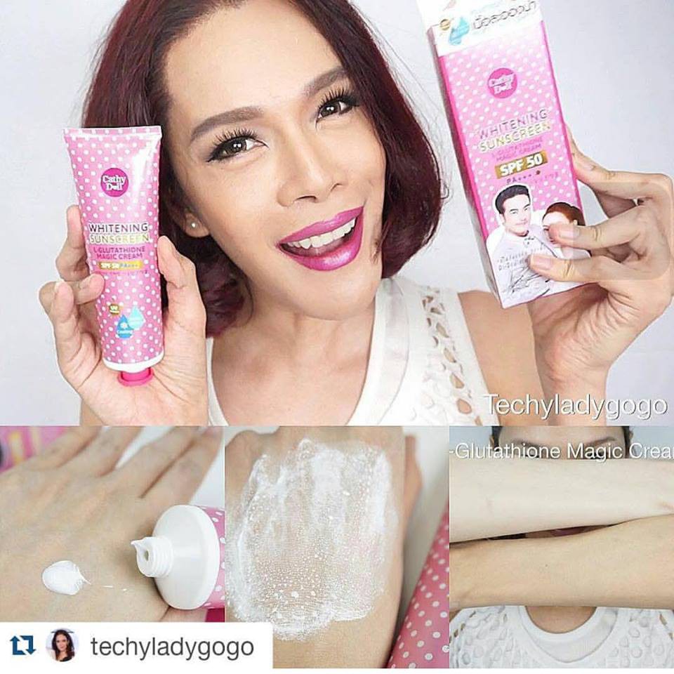 【รุ่นลายจุด】Cathy Doll โลชั่นกันแดด【ผิวหน้า&ผิวกาย】L-Glutathione Magic Cream SPF50 PA+++