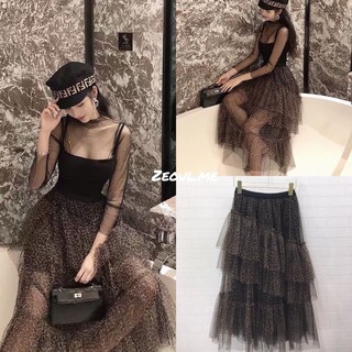 Leopard see-through skirt
