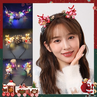 🌟COD🌟 Elf Ears Deer Headband 🎄 LED เขากวาง ที่คาดผม สําหรับผู้หญิง ไฟกระพริบ