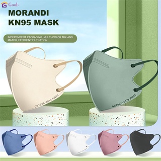 Morandi Color 3d Three-Dimensional Kn95 Mask Mask Adult 4 Layer Filters Disposable Prevention Mask 10Pcs (แพ็คเกจส่วนบุคคล) 【Goob】