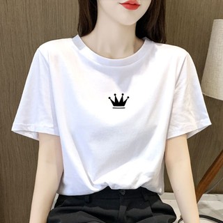 ✠✽100% cotton white female T-shirt เสื้อยืดแขนสั้นอินยอดนักเรียน 2021 เวอร์ชั่นเกาหลี ของเสื้อยืดตัวใหญ่ตัวใหม่ในช่วงซั