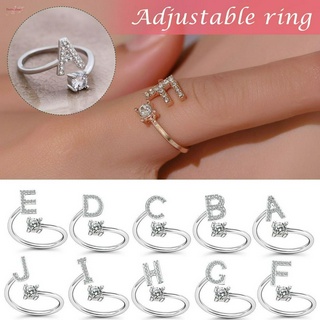 Womens Alphabet Shape Rings Copper Opening Adjustable Letter Ring Gifts Fashion Jewelry