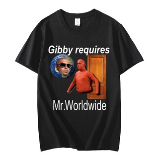 T-shirt  เสื้อยืด พิมพ์ลาย Gibby Requires Mr Worldwide สําหรับผู้ชาย#39; s Summer Tops Graphic Tees Fashion Unisex เสื้อ