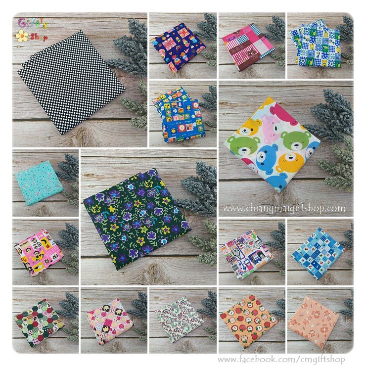 SALE! ผ้าคอตตอน TC แบบตัดแล้ว ชิ้นละครึ่งเมตร ลายสวยงาม Lot#1 มีหลายลายให้เลือก