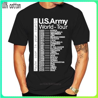 เสื้อยืดผ้าฝ้ายพิมพ์ลายUS Army World Tour Coming Soon to a Country Near You unisex t-shirt funny band music tour tee men