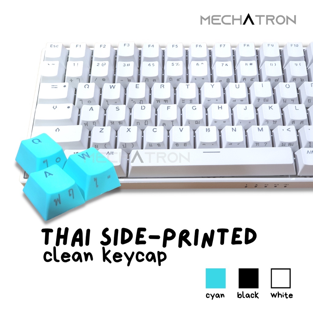 [Thai Keycaps] Base PBT Keycap Side Print ภาษาไทย Setปุ่มคีย์บอร์ด PBT Double Shot คีย์แคปไทย Mechan