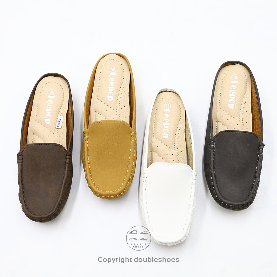 รองเท้าคัทชูเปิดส้นหนังกลับ รองเท้าเปิดส้นเพื่อสุขภาพ Leepop รุ่น FD8725 (สีดำ/ เทา/ ขาว/ กากี) ไซส์ 36-40