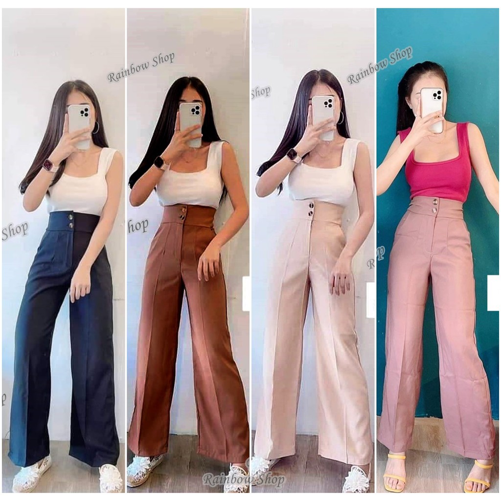 กางเกงขากระบอก  ผ้าซาร่ากระดุมหน้า ใส่สบาย มีเก็บปลายทาง สินค้าใหม่ !!!