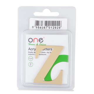 ตัวอักษรอะคริลิค 2 นิ้ว "Z" ชุด2ชิ้น ทอง ONE 2 "Acrylic Letters" Z "Set of 2 pieces, Gold, ONE