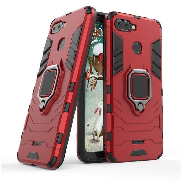 OPPO F9 Pro - A7 2018 - A5s - A11k - A12 2020 - เคสเกราะแหวนขาตั้ง Black Panther Slim