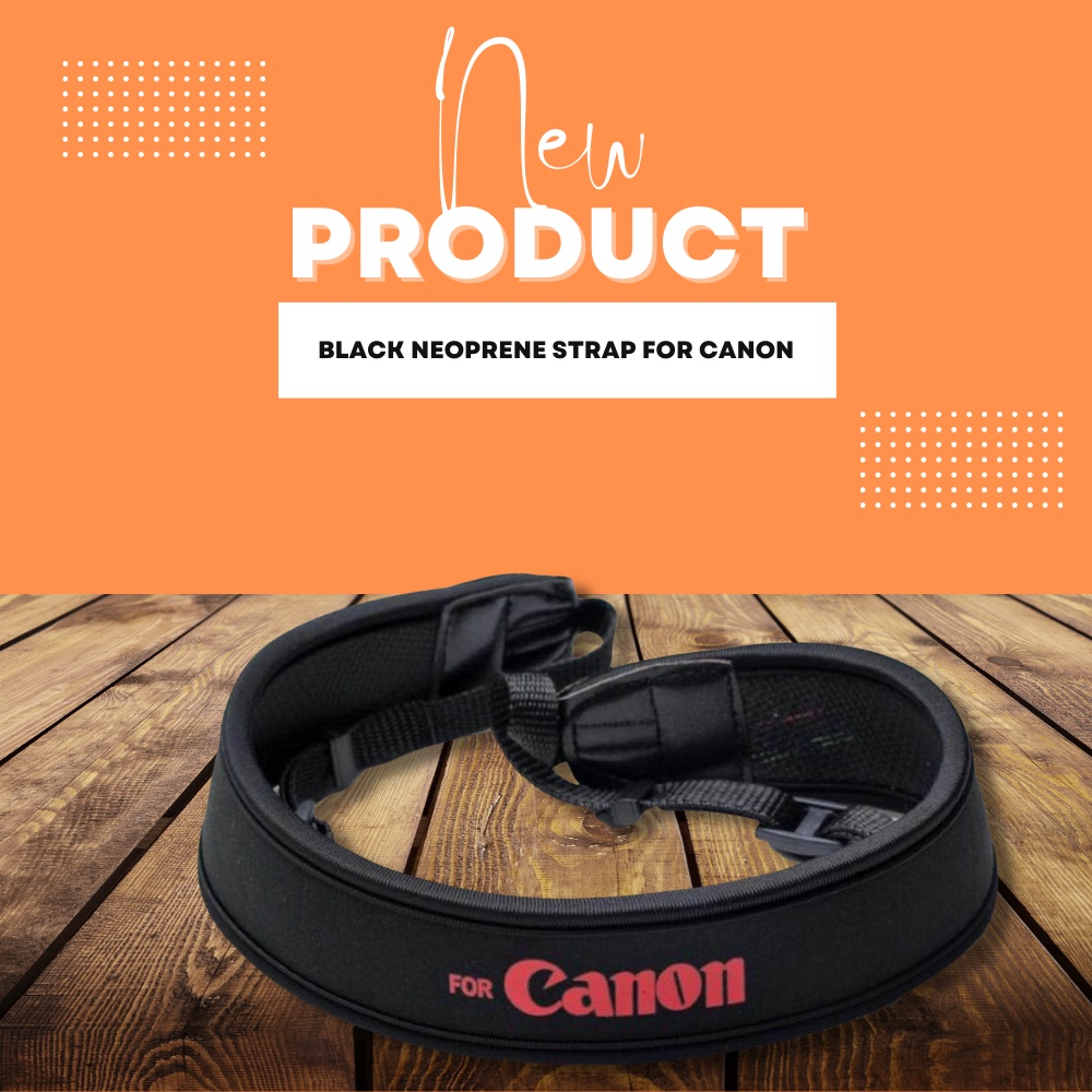สายคล้องคอ/สะพายไหล่ Neoprene สีดําสําหรับกล้อง Canon DSLR