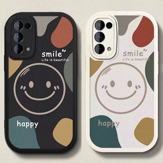 เคสโทรศัพท์มือถือ แบบนิ่ม ลายหน้ายิ้ม สีดํา สีขาว สําหรับ OPPO A98 A96 A95 A94 A93 A92 A91 A78 A77S A76 A74 A57 A55 A54 A53 A38 A33 A52 A31 A17 A16K A15S