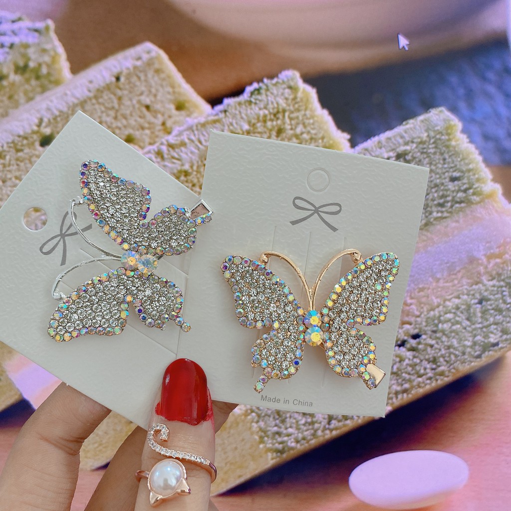 กิ๊บติดผม rhinestone ผีเสื้อเต็ม rhinestone duckbill rhinestone สุทธิสีแดงผ้าโพกศีรษะ