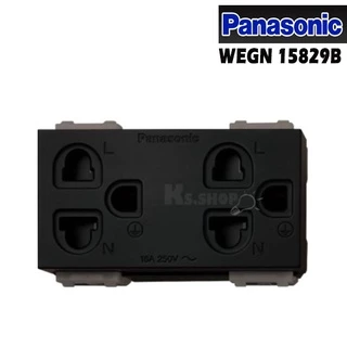 PANASONIC รุ่น อินิชีโอ ปลั๊กกราวด์คู่มีม่าน WEGN 15829 สีขาว,เทา,ดำ