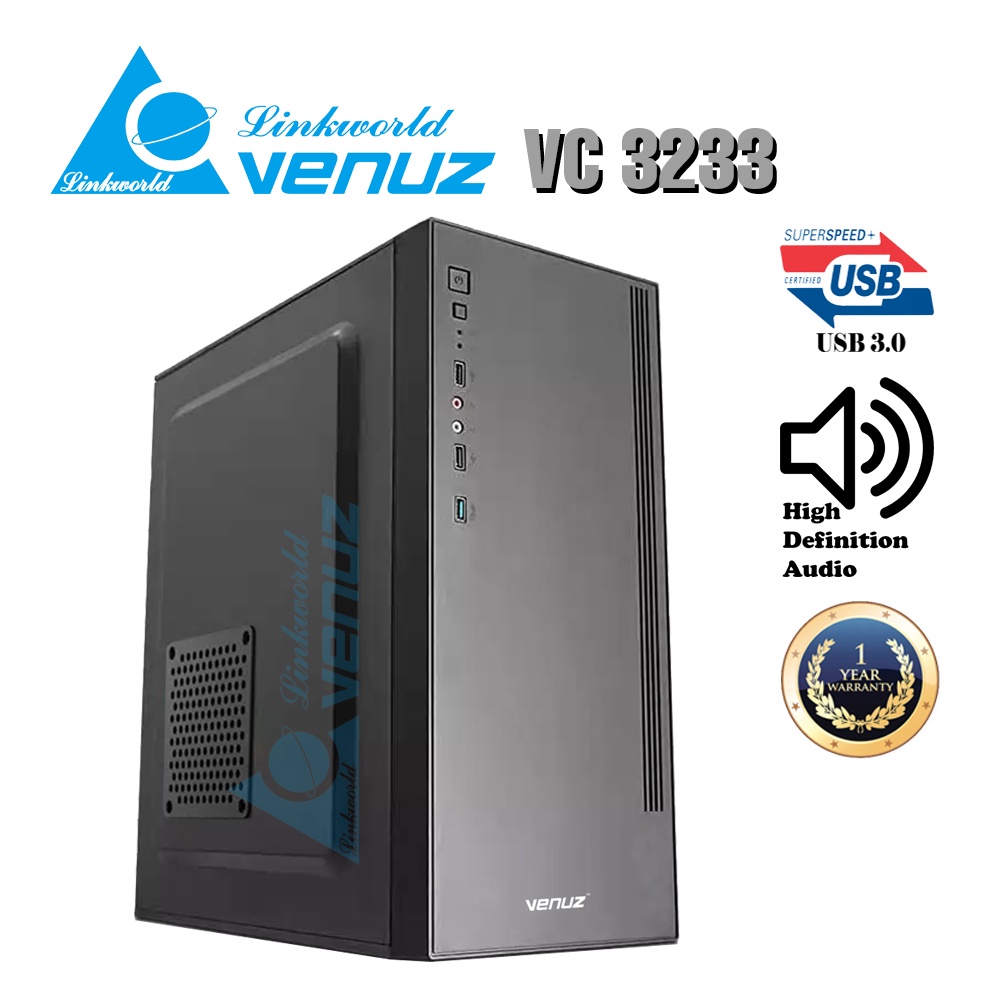 VENUZ ATX Computer Case VC 3233 - Black