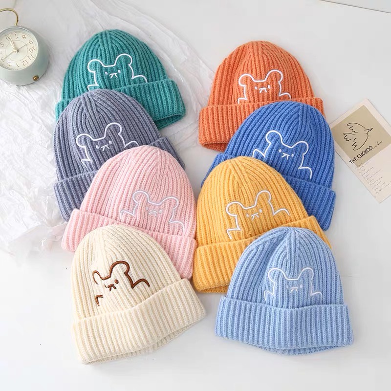 หมวกไหมพรมลายหมี หมวกไหมพรมเด็ก