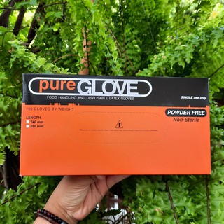 ถุงมือยางธรรมชาติ ไม่มีแป้ง (Latex Powder Free Glove) (1 กล่อง 100 ชิ้น) ของแท้ 100% ด้านในลื่นสวมใส่ง่าย พร้อมส่ง