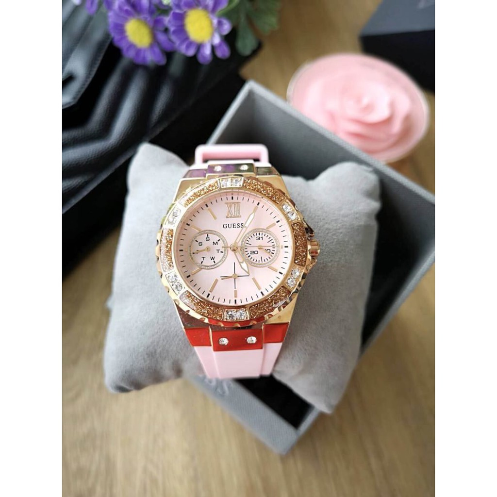 Guess Women's Rose Gold Tone Pink Multifunction Watch U1053L3