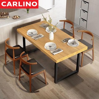 พร้อมส่ง !! CARLINO:ชุดโต๊ะรับประทานอาหาร (MCkenna TABLE Solid Rubber Wood Steel Leg Dining Table Set)