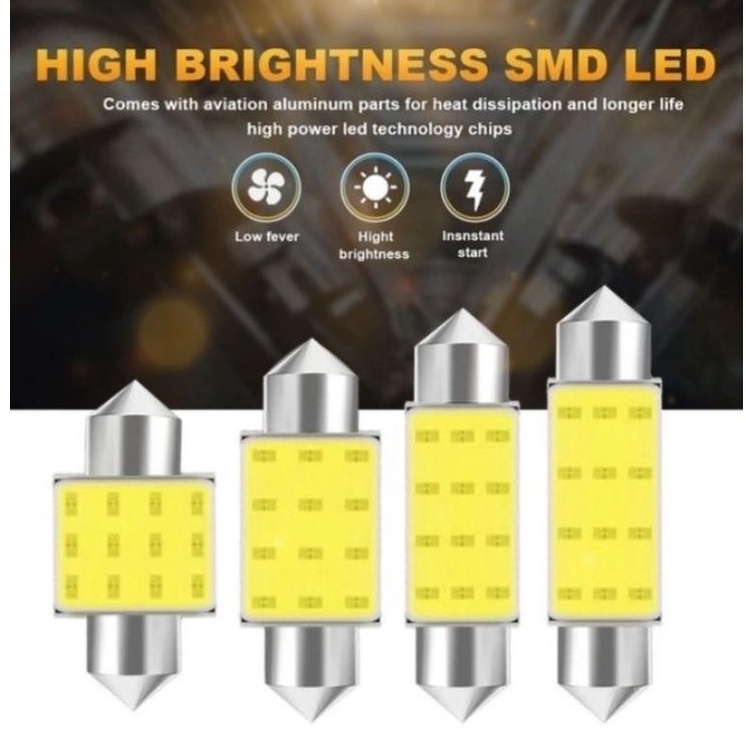 หลอดไฟหลังคารถยนต์ 12V สีขาว Festoon Lamp For CAR 31mm~36mm~39mm COB C5W