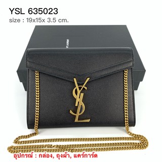 New YSL CASSANDRA CHAIN WALLET IN GRAIN DE POUDRE EMBOSSED LEATHER (635023)