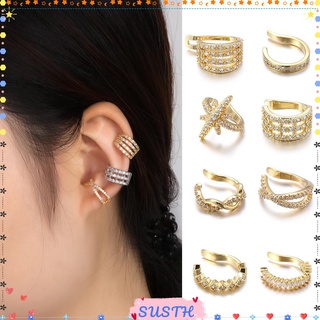 SUSHEN Women Men CZ Cuff Earrings Party Zircon Ear Cuff No Piercing Earring Accessories Fashion Gift Jewelry No Pierced Ear Clip