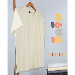 เสื้อยืด (ออกใบกำกับภาษีได้) สีครีม คอกลม คอวี (พร้อมส่ง สินค้าผลิตในไทย)