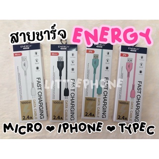 🔥 ถูกที่สุด 🔥สายชาต energy micro usb cable 1เมตร 2.4A