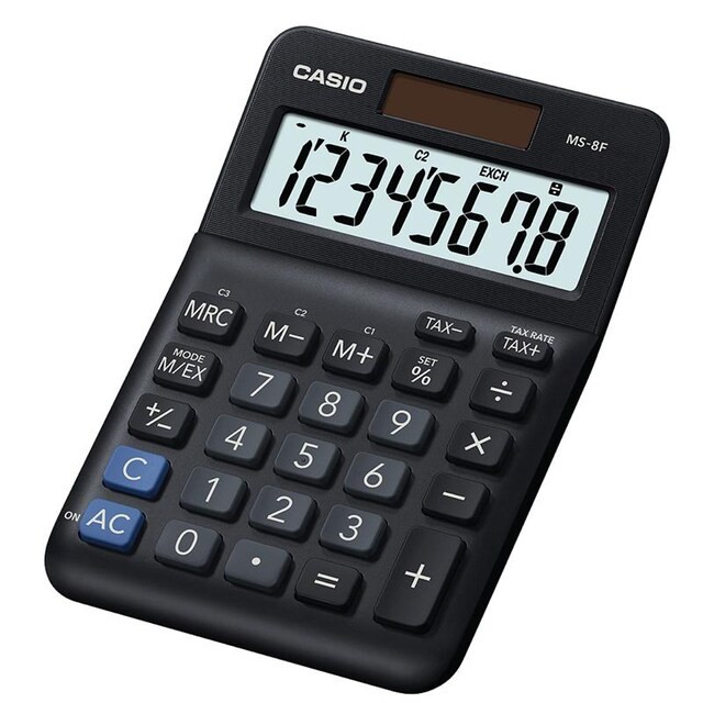 Casio Calculator เครื่องคิดเลข คาสิโอ รุ่น MS-8F แบบตั้งโต๊ะ ขนาดเล็ก 8 หลัก สีดำ