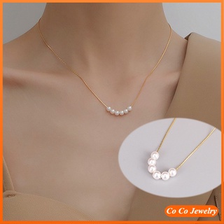 Cocojewelry สร้อยคอโซ่ ประดับไข่มุก สีทอง เรียบง่าย สไตล์เกาหลี สําหรับผู้หญิง