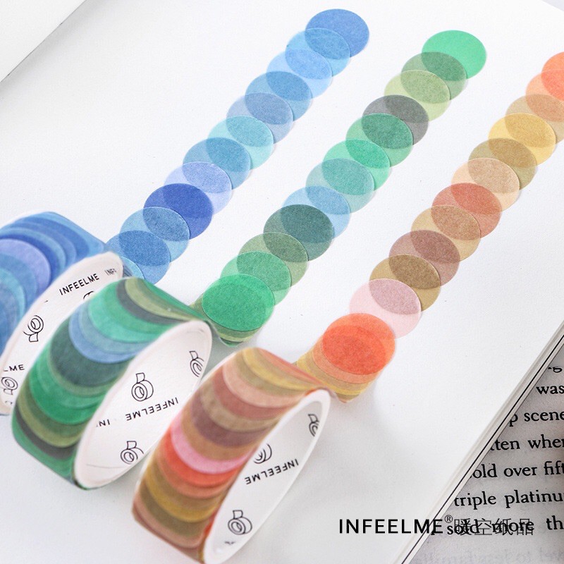 <พร้อมส่ง> Infeel Me สติ๊กเกอร์เทป ลายจุด 16แบบ เทปวาชิ Masking Tape สติ๊กเกอร์ม้วน