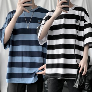 ลายแขนห้าจุดของผู้ชายฤดูร้อนTแนวโน้มเสื้อฮ่องกงลมแขนสั้นเสื้อผ้าผู้ชายเกาหลีหลวมแขนสั้นเสื้อคู่