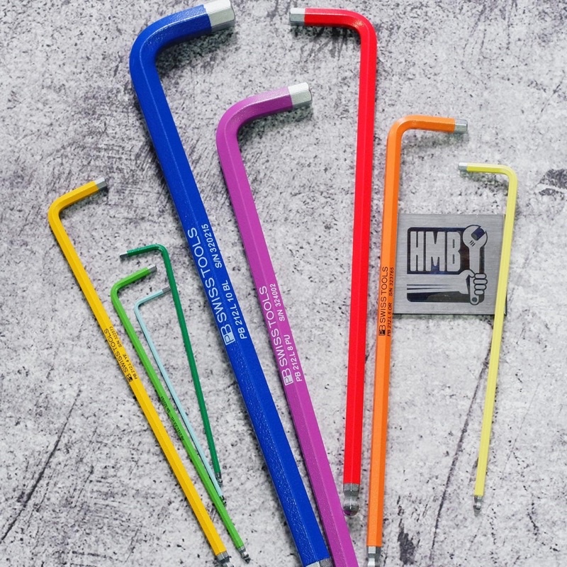 Swiss made PB Swiss Tools กุญแจหกเหลี่ยมรูปตัว L ของ Swiss Ball Head พร้อมสี (ต้นod)