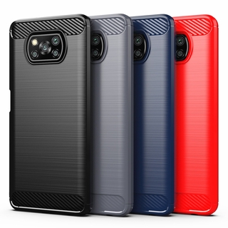 เคสโทรศัพท์คาร์บอนไฟเบอร์กันกระแทกสําหรับ Xiaomi Poco X3 Nfc