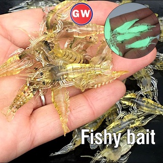 เหยื่อล่อปลารูปทรงกุ้งซิลิโคนแบบเรืองแสงอุปกรณ์สําหรับตกปลา 4 เซนติเมตร