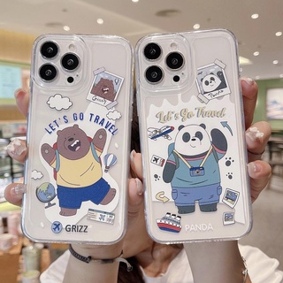 เคสโทรศัพท์มือถือแบบนิ่ม ลายการ์ตูนหมีแพนด้า สําหรับ iPhone 13promax 12 11 X XS Max 7 8 SE2020