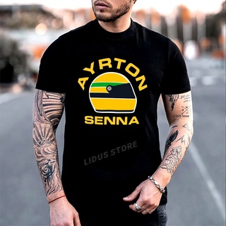 ผ้าฝ้ายคอกลมเสื้อยืดแขนสั้น พิมพ์ลายกราฟฟิค Ayrton Senna Racing สําหรับผู้ชาย และผู้หญิงfrom S-4XL