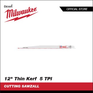 MILWAUKEE ใบเลื่อยซอว์ซอลตัดไม้ 12" Thin Kerf  5 TPI (5 ใบ) 48-00-5037