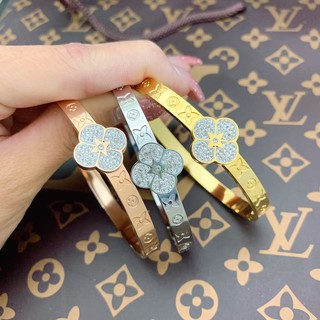 Lv กำไลข้อมือแฟชั่นสำหรับผู้หญิง ประดับดอกไม้ ดีไซน์สวยหรู