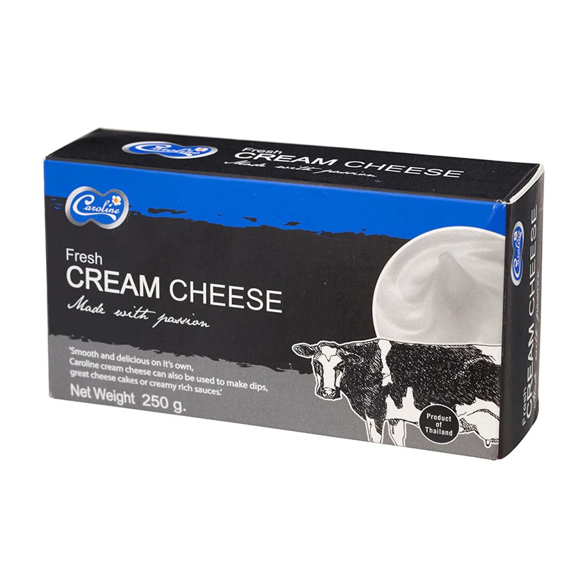 ครีมชีสแคโคโรไลน์ Caroline Fresh Cream Cheese 250g รสละมุน ครีมชีส ตรา คาโรไลน์ สินค้าใหม่