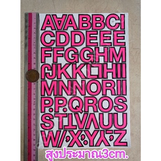 สติ๊กเกอร์ ภาษาอังกฤษ สูง3cm.สีชมพู english alphabet stickers pink